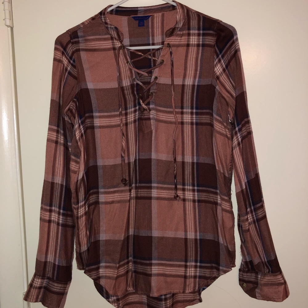 Plaid blouse.